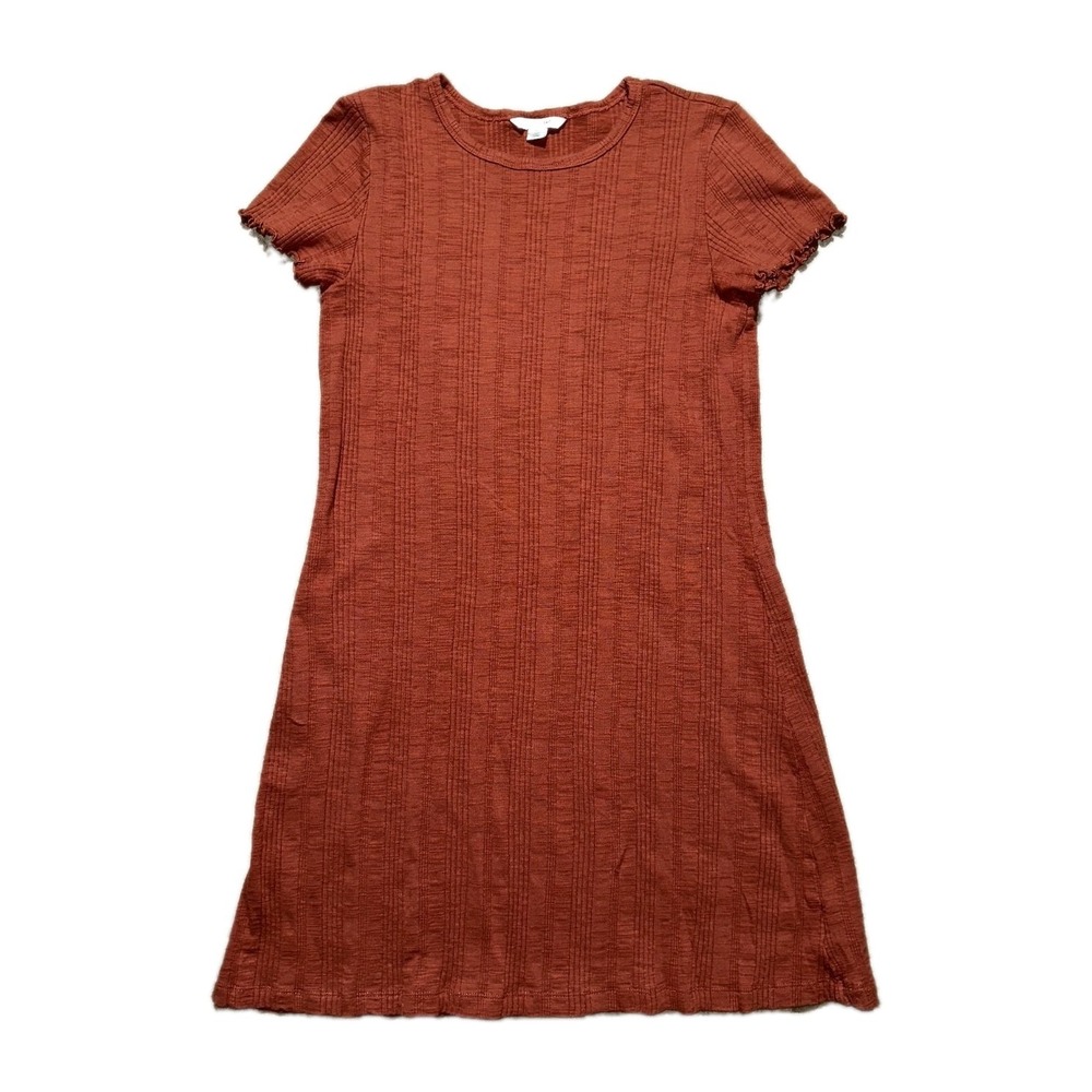 American Eagle Orange T-Shirt Ribbed Pullover Stretch‎ Dress Women's Size Small
